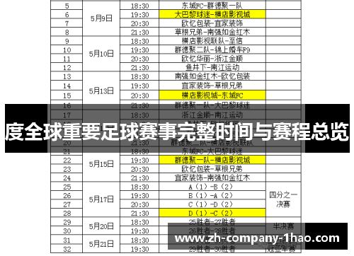 度全球重要足球赛事完整时间与赛程总览